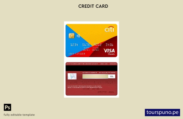 lista para imprimir plantilla de tarjeta clásica visa Citibank de Países Bajos